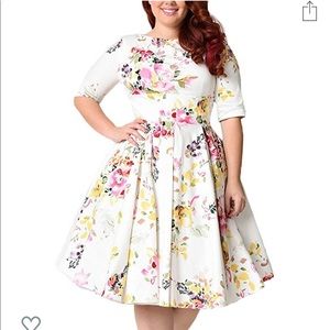 Aline floral silk dress- 1960s vintage inspired